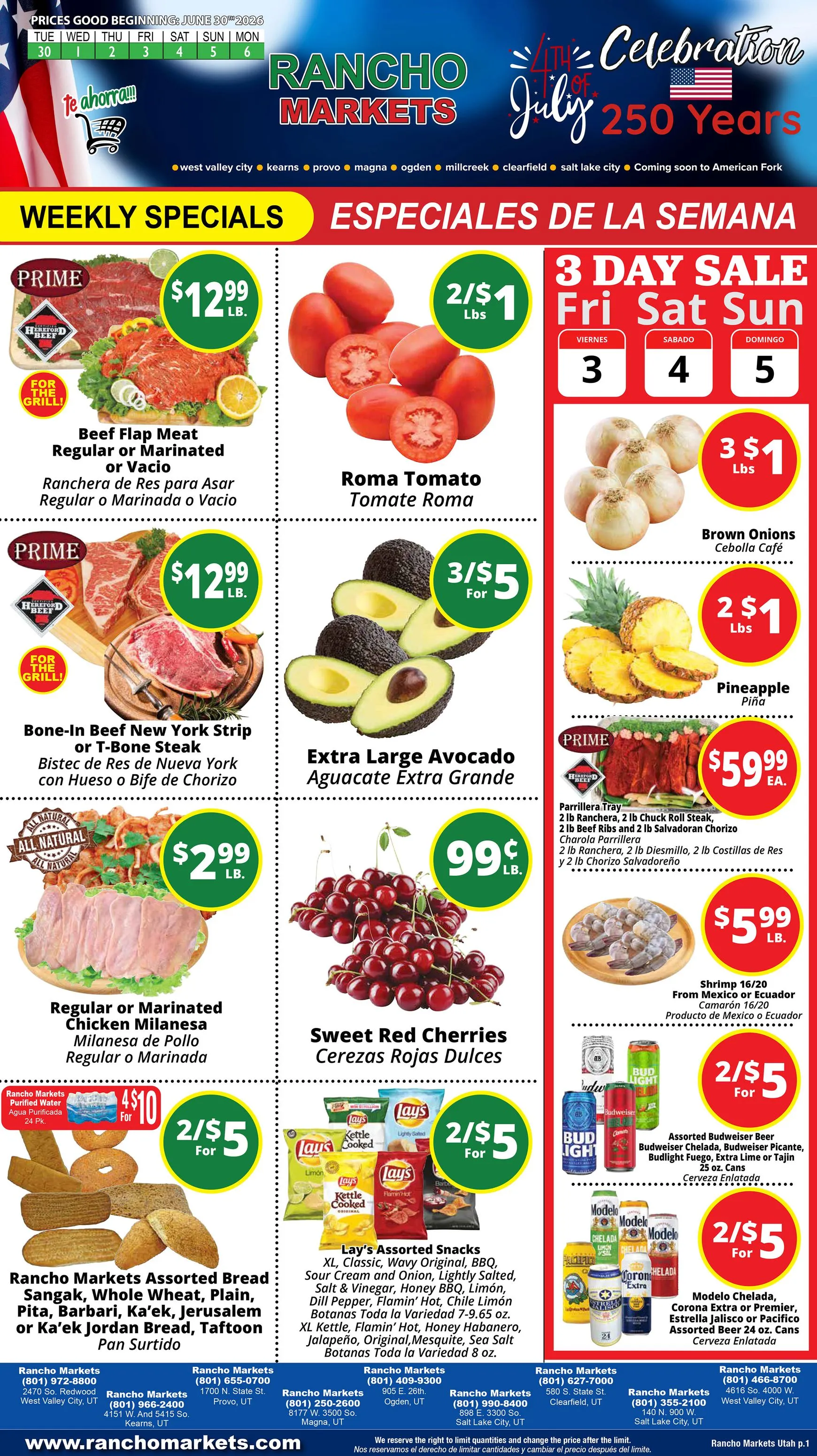 Rancho Markets Weekly Ad Jun 30 - Page 1