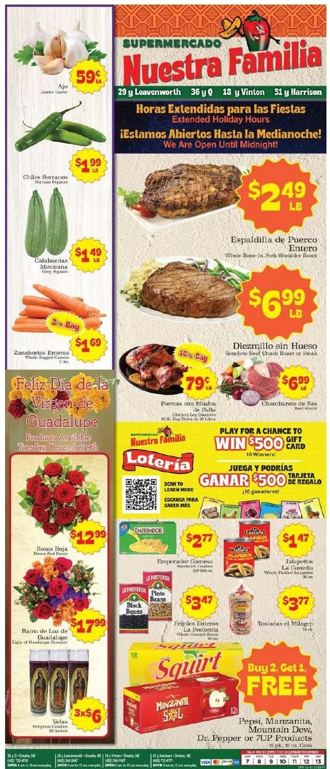Supermercado Nuestra Familia Weekly Ad Dec 7 - Page 1